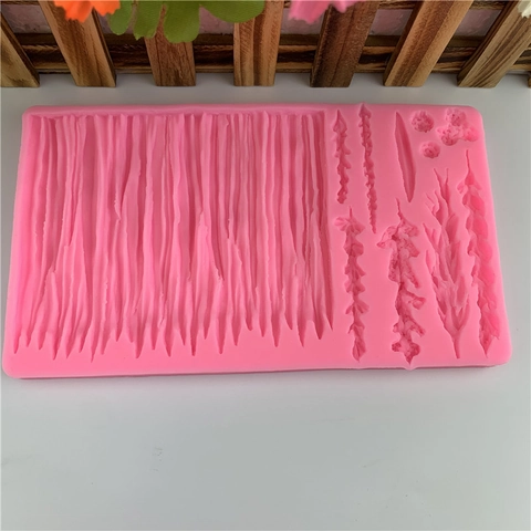 Lavendel Pflanze Silikon Fondant Form Wassergras Rindenstruktur Schokoladenkuchen Rand Dekoration Werkzeug DIY Backform