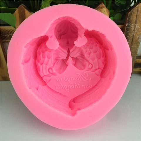 Wunschengel Herz Silikonform Mit Always In Our Thoughts Text Für DIY Backen Tortendeko Kerzen Seifenherstellung