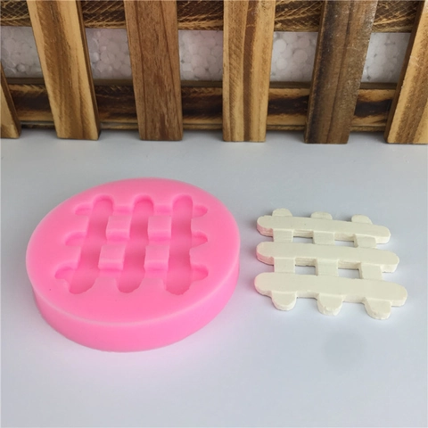 Runde Silikonform Zaunmuster DIY Backen Fondant Schokolade Kuchen Dekoration Werkzeug Flexible Gitter Gumpaste Form Rosa