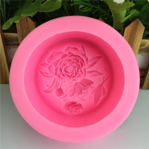Stampo per Torte in Silicone con Rosa e Farfalla Fai-da-Te Stampo Rosa per Fondant Cioccolato Sapone Candele Decorazione Dolci