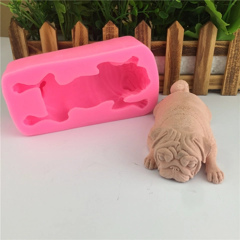 3D Shar Pei Hond Siliconenvorm Voor Chocolade Mousse Taart DIY Bakken Suikerwerk Fondant Tool Dierenvorm Hars Gips Vorm
