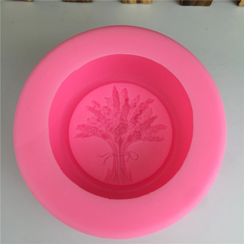 Lavendel DIY Bakvorm Siliconen Rond Bloemenreliëf Patroon Voor Cakedecoratie Kaarsen Zeep Maken Roze Flexibele Bakvormen