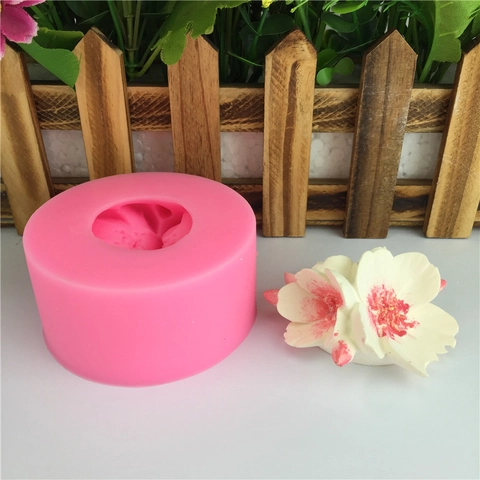 3D Cherry Blossom Silicone Cake Mold Floral Shape Chocolate Fondant Baking Tool For DIY Handmade Soap Candle Pink Mold