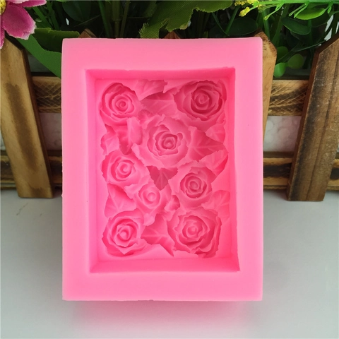 Rechteckige Rosenblüte Silikonform Für Tortendekoration Schokolade Fondant Handgemachte Seife Aromatherapie Gips DIY Backwerkzeug