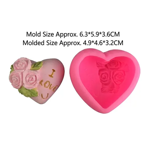 Three-Dimensional Heart Rose Flower Silicone Mold I LOVE U Letter Relief Cake Fondant Chocolate Mold Valentine's Day DIY Crafting Tool