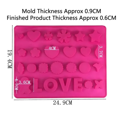 Mehrfachform Silikon Schokoladenform Rosa LOVE Herz Stern Blumenmuster DIY Backblech Antihaft Einfaches Lösen Kuchenform