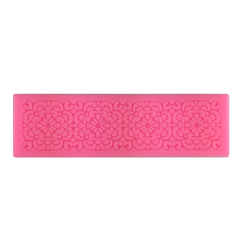 DIY Flower Lace Border Silicone Cake Mold Rectangular Fondant Chocolate Sugarcraft Embossed Baking Tool For Cake Decorating