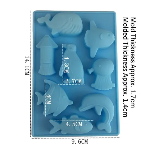 Ocean Animal Multiple Cavity Silicone Mold Whale Dolphin Penguin Shape For Handmade Soap Chocolate Cake Ice DIY Baking Tool Blue