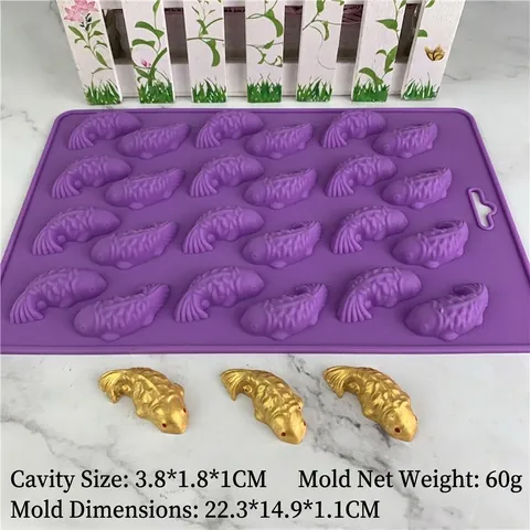 Stampo in Silicone a Forma di Pesce Koi Viola Strumento Fai da Te per Cioccolato Gelatina Sapone Torte