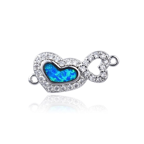 Pendentif Cœur Infini en Cuivre Charm Connecteur Avec Opale Artificielle Strass pour Fabrication de Bijoux DIY Femme Bracelet Collier
