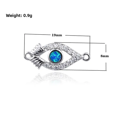 Copper Evil Eye Connector Charms Synthetic Opal Zirconia Inlaid Jewelry Making Supplies For DIY Bracelet Necklace Women Accessories