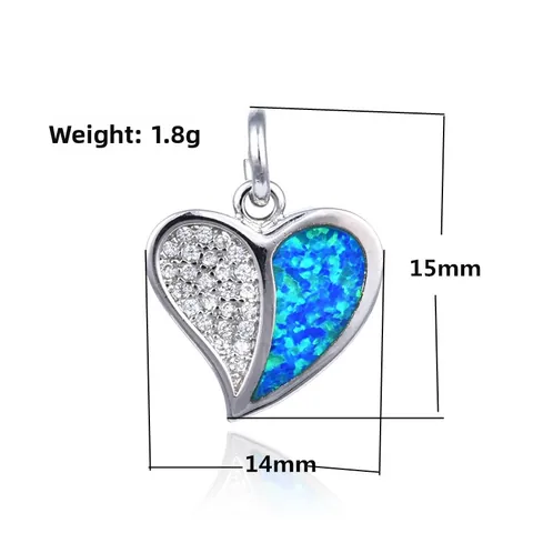 Pendentif Cœur en Cuivre Avec Strass et Opale Artificielle Accessoires de Bijoux DIY pour Collier Bracelet Cadeau Femme