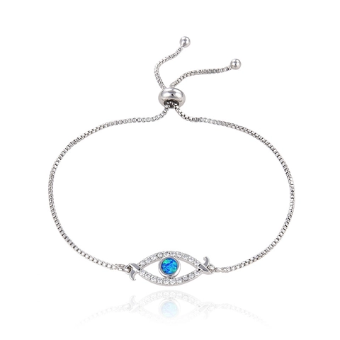 Vintage Copper Evil Eye Artificial Opal Jewelry Connector Adjustable Box Chain Rhinestone Bracelet For Women DIY Jewelry Findings
