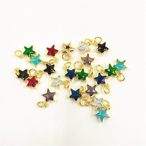 Exquisite Colorful Five Pointed Star Pendant Micro Inlaid Zirconia Copper Jewelry Accessory For Necklace Bracelet Earring Women