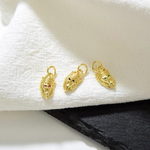 18k Gold Plattiert Kupfer Löwe Tiger Kopf Anhänger Halskette Mit Zirkonia Augen Retro Hip Hop Schmuck Für Damen Herren