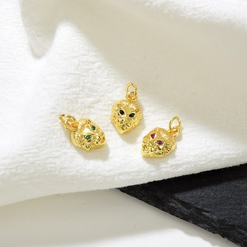 18k Gold Plattiert Kupfer Löwe Tiger Kopf Anhänger Halskette Mit Zirkonia Augen Retro Hip Hop Schmuck Für Damen Herren