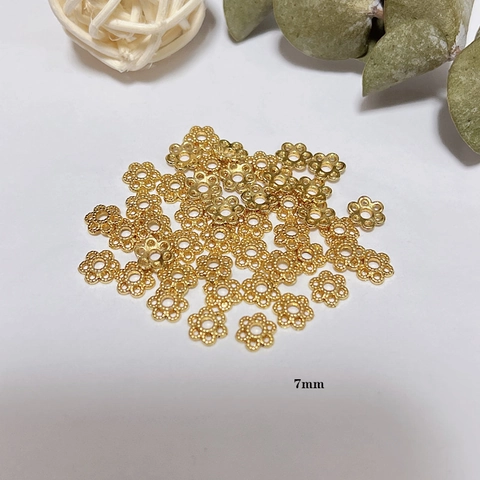18K Gold Plated Alloy Flower Bead Caps Hollow Petal Spacer Beads For DIY Jewelry Making Findings Accessories