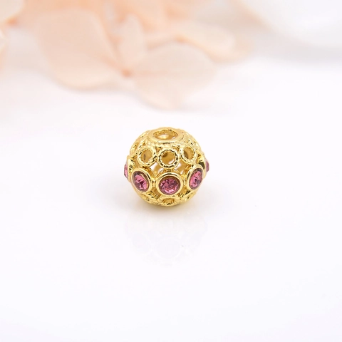 Hohl Kupfer Runde Abstandshalter Perlen 18K Vergoldet Strass Perlen Für DIY Schmuck Halskette Armband Herstellung Zubehör