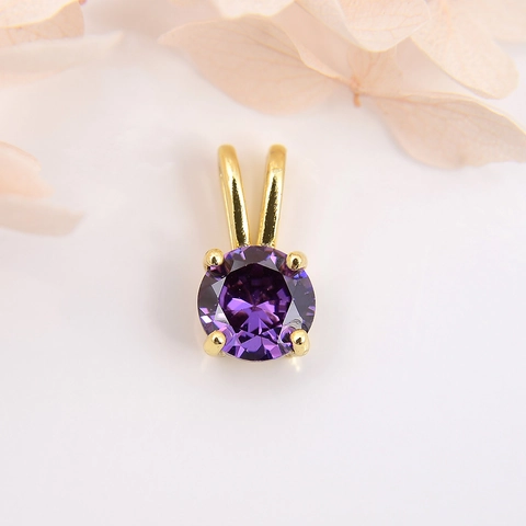 Pendentif en Cuivre Plaqué Or Avec Zircone Colorée Ronde Sans Chaîne Pendentifs Minimalistes Pour La Fabrication De Bijoux DIY Femmes