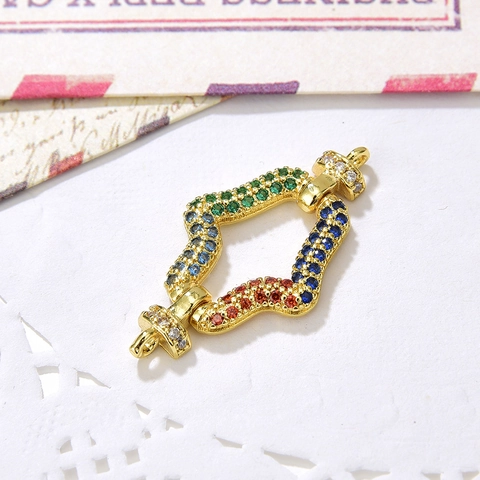 Copper Zirconia Charm Connector For Jewelry Making DIY Bracelet Necklace Infinity Heart Star Moon Multi Color Stone Charm