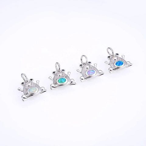 Exquisite Copper Frog Pendant With Zirconia And Artificial Opal Animal Shape Charms For DIY Necklace Bracelet Making Jewelry Accessories