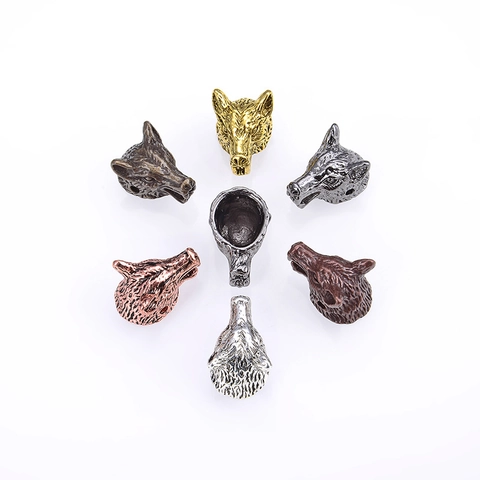 Antique Zinc Alloy Wolf Head Spacer Beads For DIY Bracelet Jewelry Making Vintage Punk Animal Head Beads Necklace Accessory