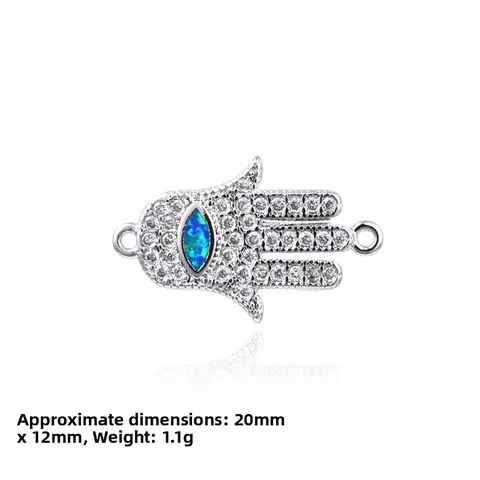Colgante Conector Mano De Fátima Ojo Turco De Cobre Para DIY Joyería Ópalo Artificial Diamantes De Imitación Pulsera Ajustable