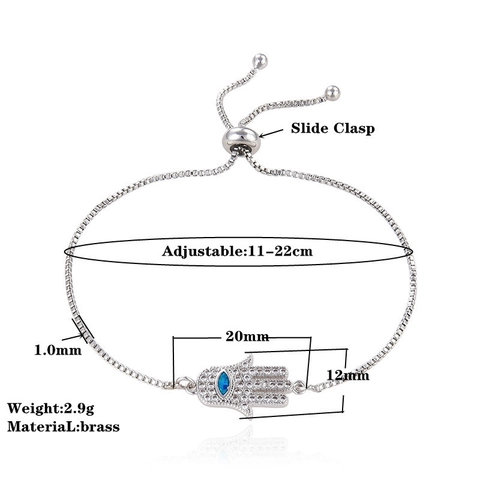Colgante Conector Mano De Fátima Ojo Turco De Cobre Para DIY Joyería Ópalo Artificial Diamantes De Imitación Pulsera Ajustable