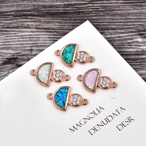 Pendentif Connecteur Bijoux Champignon Main De Fatma Mauvais Œil Opale Artificielle Zircone Cuivre DIY Accessoire Pour Bracelet Femme
