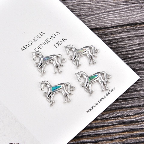 Mode Pferd Schmuck Verbinder Kupfer Eingelegt Synthetischer Opal Pferd Anhänger DIY Armband Zubehör Für Damen Schmuckherstellung