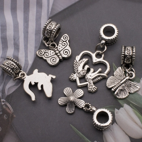 Vintage Antique Silver Alloy Animal Butterfly Crocodile Heart Dove Flower Charms For DIY Necklace Bracelet Jewelry Making Pendants