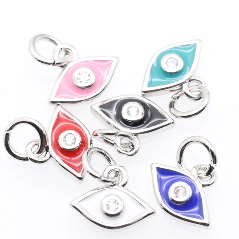 Evil Eye Copper Pendant Enamel Rhinestone Eye Charms For DIY Necklace Bracelet Earrings Making Mystical Jewelry Accessories