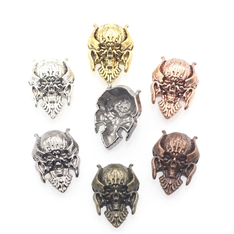 Vintage Copper Skeleton Skull Beads For DIY Jewelry Making Punk Gothic Ghost Head Electroplated Metal Beads For Crafting
