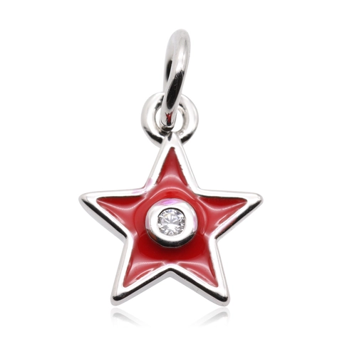 Copper Enamel Star Pendant Charm With Rhinestone Electroplated Gold Silver Five Pointed Star DIY Jewelry Making Accessories