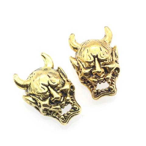 Retro Copper Hannya Mask Beads For DIY Jewelry Making Japanese Ghost Head Skull Pendants For Bracelet Necklace Accessories