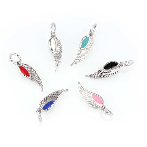 Electroplated Copper Angel Wing Pendants With Colorful Enamel For DIY Necklace Jewelry Making Fashion Feather Wings Charm