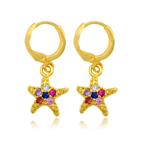 Europäische Vintage Vergoldete Stern Krone Herz Ohrringe Damen Bunte Mikro Eingesetzte Zirkon Schmuck Geschenk