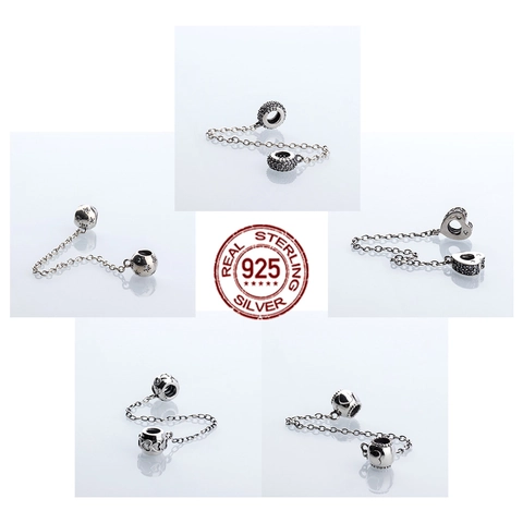 925 Sterlingsilber Sicherheitskette Für Charms Armband Strass Herz Stern DIY Schmuckherstellung Zubehör Für Damen