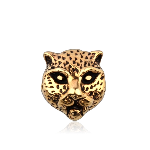 Leopard Head Beads Alloy Animal Charms For Jewelry Making DIY Bracelets Necklaces Vintage Metal Spacer Beads Accessories