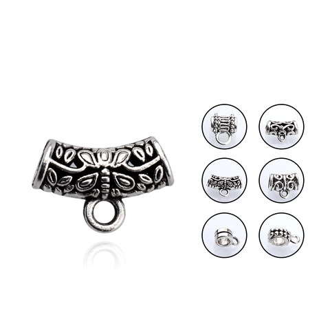 Pendentif en Alliage Vintage Argent Antique Bélières Perles Intercalaires Connecteurs Tube pour DIY Collier Bracelet Fournitures Bijoux