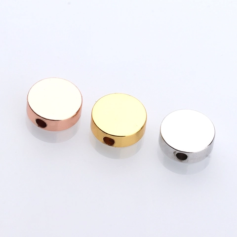 Minimalist Round Copper Disc Spacer Beads Gold Silver Rose Gold Electroplated Metal Jewelry Finding Accessories For DIY