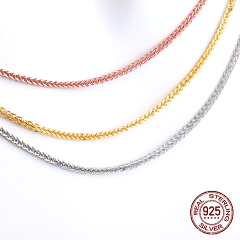 925 Sterling Silver Spiga Wheat Chain Necklace For Women Electroplated Classic Clavicle Chain Jewelry Accessory Gift