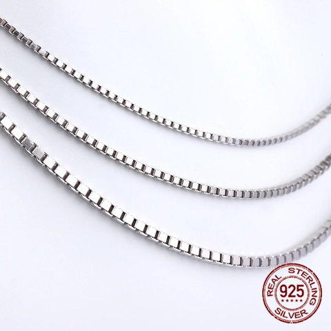 925 Sterling Silber Box-Kette Halskette Für Damen Herren Minimalistisch Venedig Kette Versilbert Halsketten Schmuck Geschenk