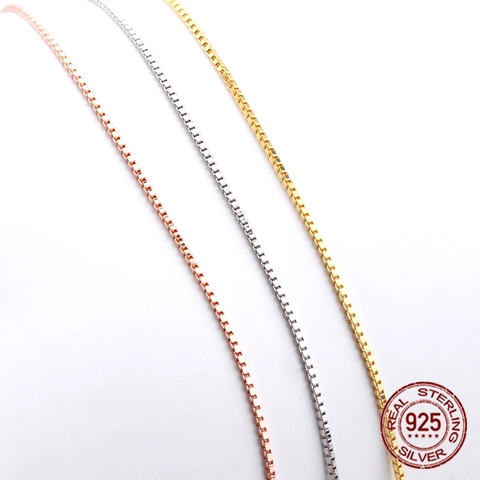 Collier Chaîne Box en Argent Sterling 925 pour Femmes Design Minimaliste à Épingle Fine Chaîne de Clavicule Bijoux pour Pendentif
