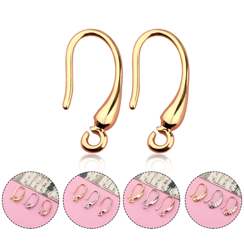 Copper Earring Hooks For Jewelry Making DIY Earring Accessories Electroplated Gold Silver Rose Gold Ear Wires With Closed Loop Findings