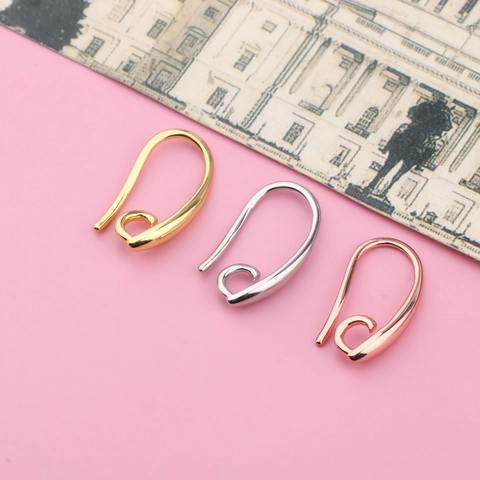 Copper Earring Hooks For Jewelry Making DIY Earring Accessories Electroplated Gold Silver Rose Gold Ear Wires With Closed Loop Findings