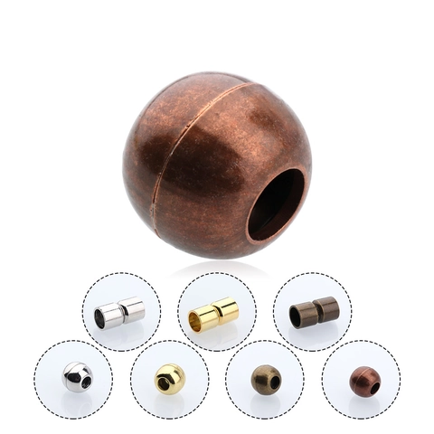 Koper Gegalvaniseerde Magnetische Verbindingsgespen Voor DIY Sieraden Maken Armband Ketting Lederen Koord Cilinder Rond