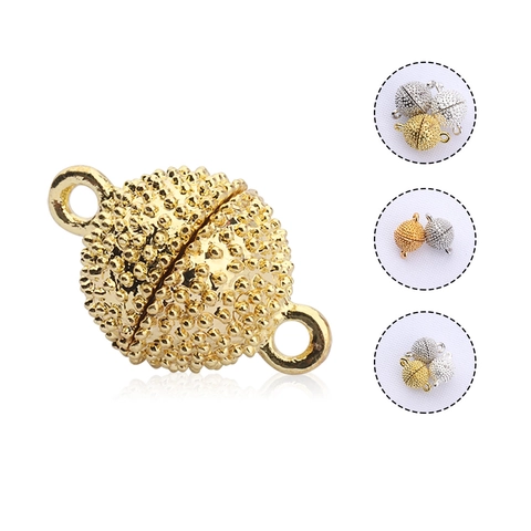 Chiusura Magnetica in Lega Galvanica Solo Senza Catena Connettore a Sfera Granulata Rotonda per Gioielli Fai da Te Bracciale Collana