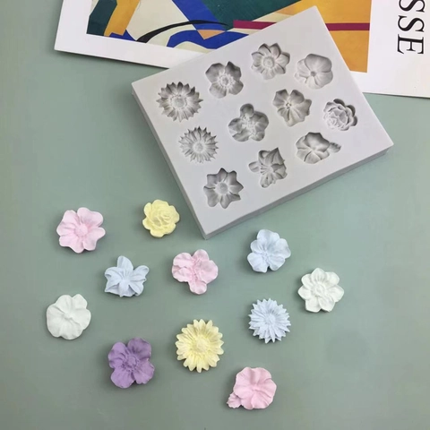DIY Blume Kombination Silikonform Für Fondant Kuchen Schokolade Ton Backwerkzeug Mehrere Blumenmuster Handwerk Form
