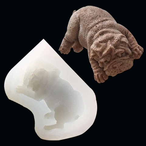 Shar Pei Hund Silikon Mousse Kuchenform 3D Welpenform Silikon Backwerkzeug Für Schokolade Eis DIY Seife Kerze Gips